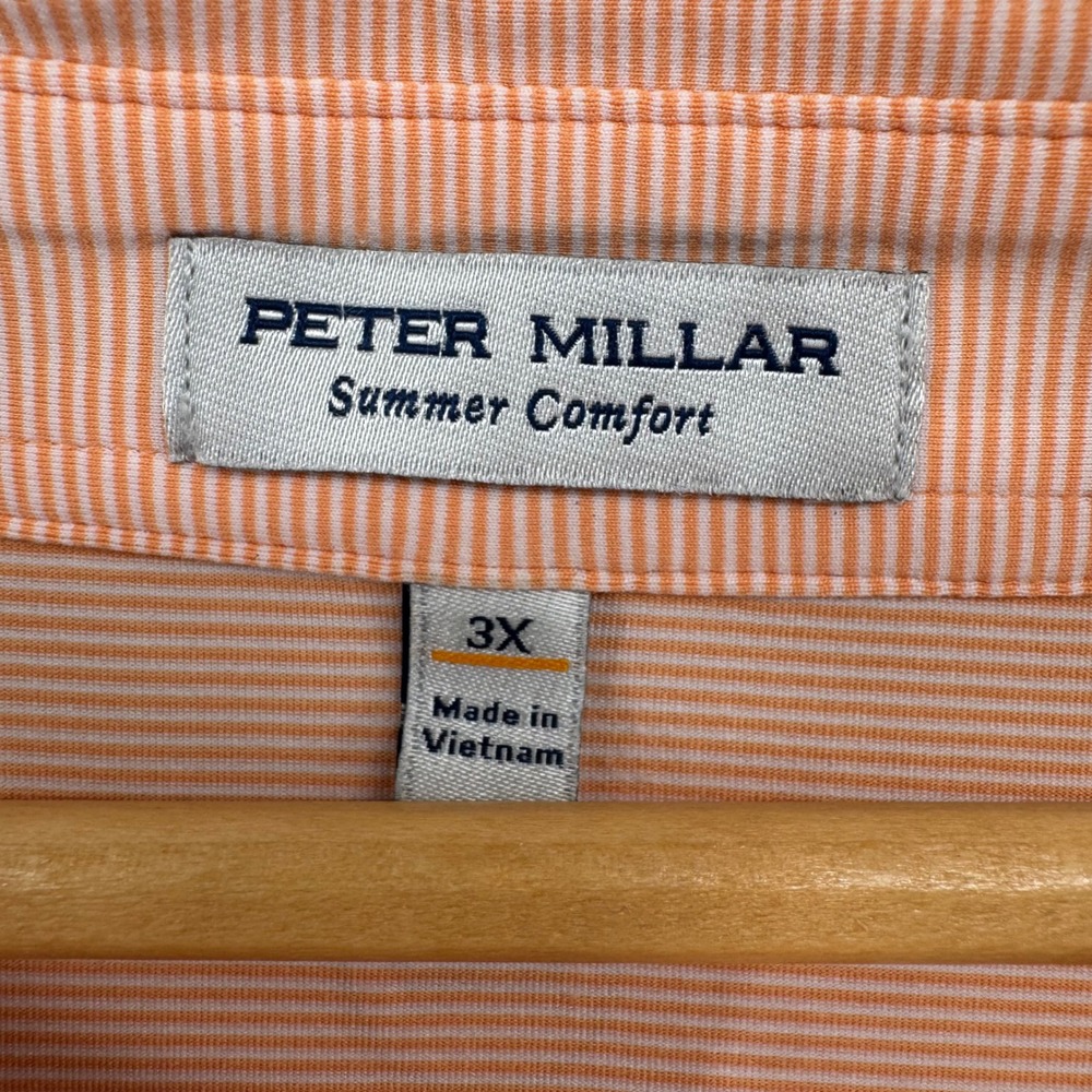 Peter Millar Polo Shirt Mens 3X Peach Striped Summer Comfort Short Sleeve Golf - Picture 5 of 8